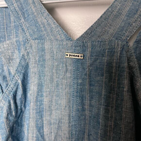 prAna Women's Blue Wayferer Sleeveless Cotton Hemp Blend Breathable Jumpsuit XL - Picture 5 of 11